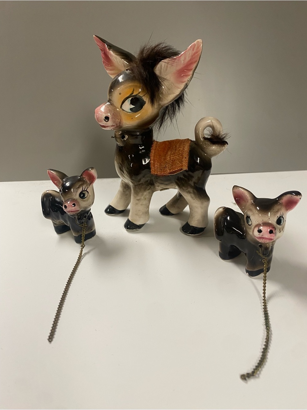 Vintage Ceramic Donkey Family Trio - Made in Japan by Atlas